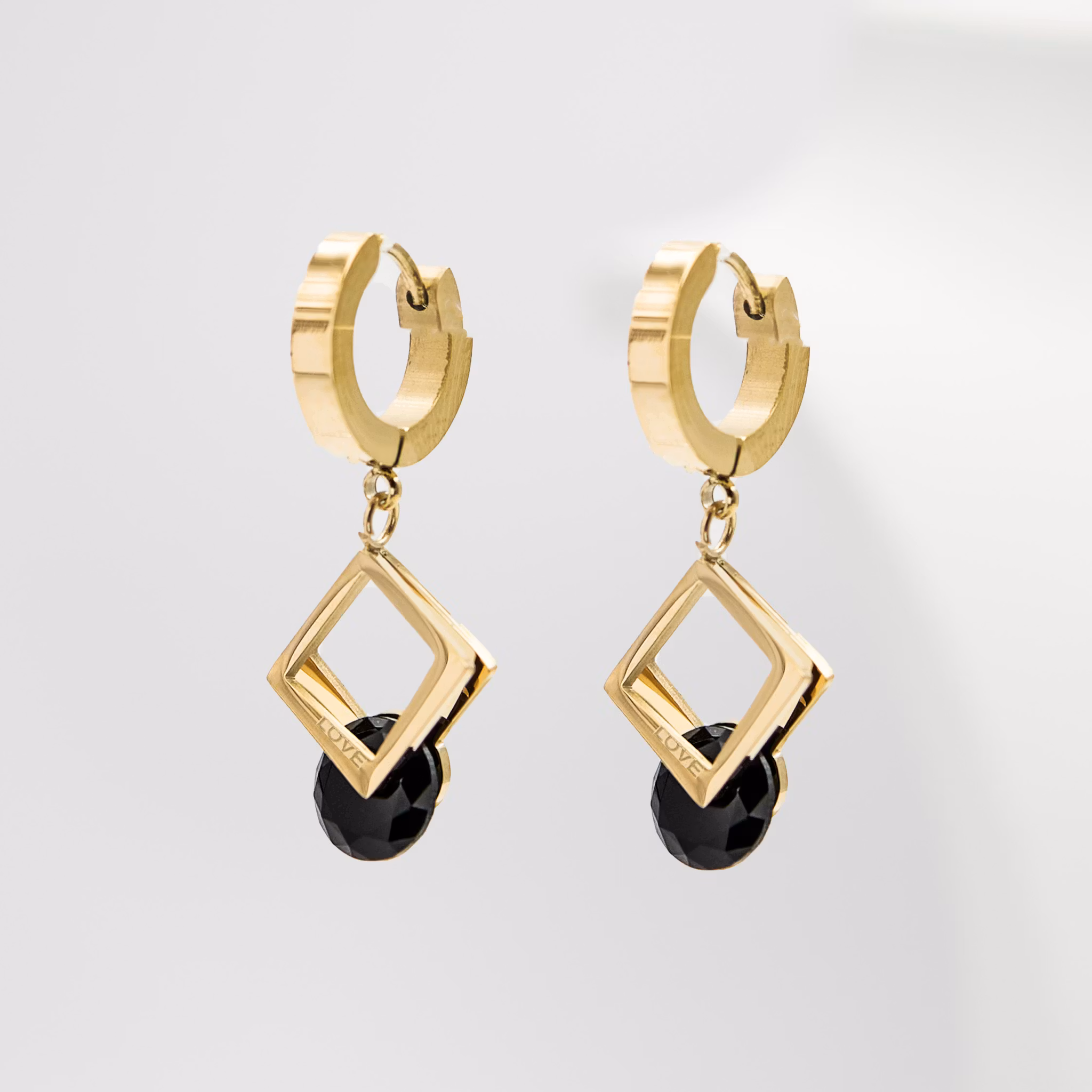 2- Love In Black Diamonds Rose Gold Edition -Örhänge 316 L - Special Earrings From SWEVALI
