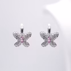Star Butterfly Pink heart Silver örhängen 925 - SWEVALI