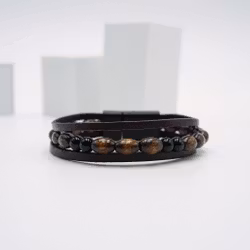 Lucky Shot Brown - Herr Leather Pärlarmband - SWEVALI