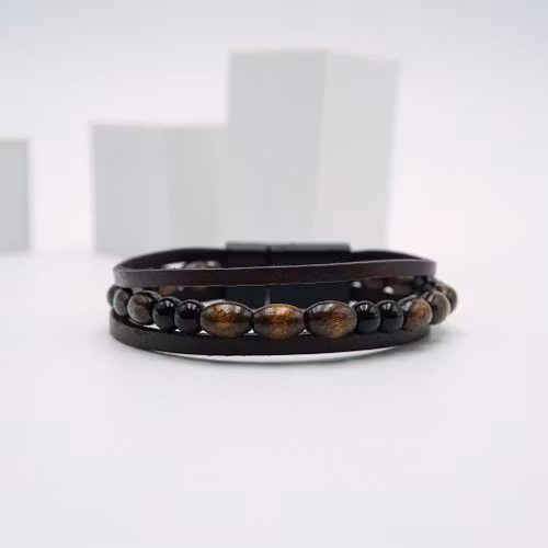 Lucky Shot Brown - Herr Leather Pärlarmband - SWEVALI