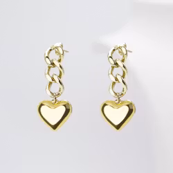 18K Guldpläterad - Adventure Woman Heart- Gold Edition Hängande Länkörhängen- SWEVALI