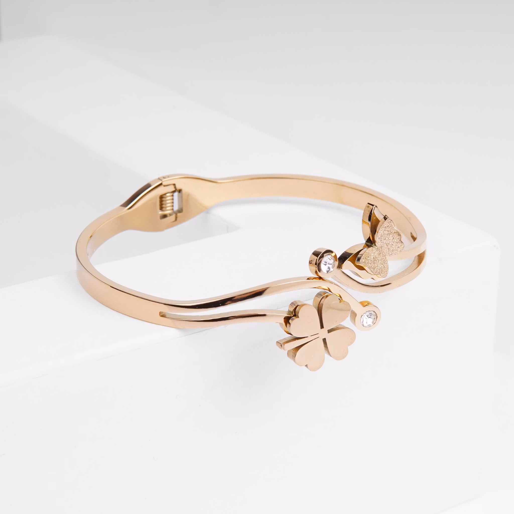 18K Guldpläterad - Clover Butterfly Limited Edition - Gold Edition Armband Dam - SWEVALI