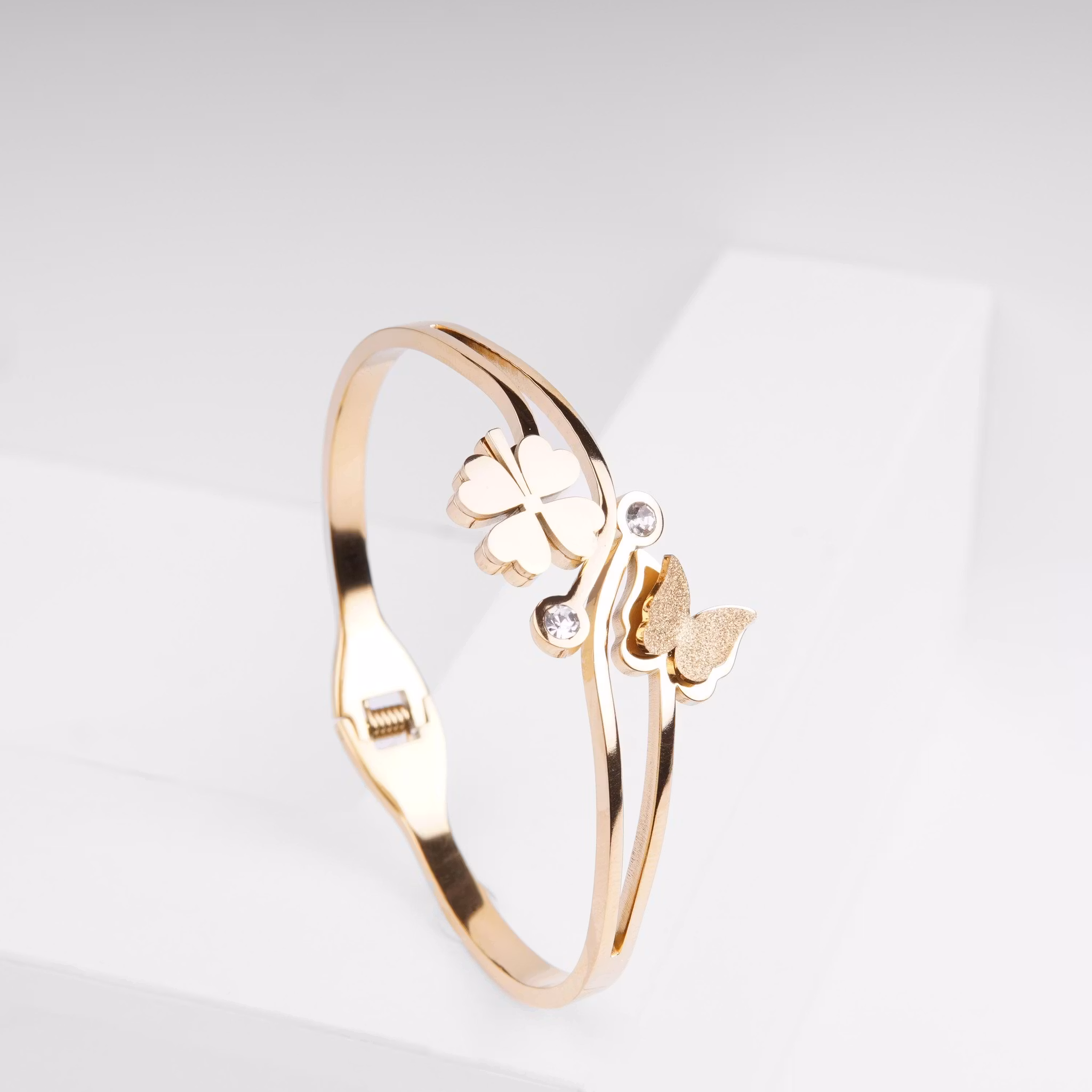 18K Guldpläterad - Clover Butterfly Limited Edition - Gold Edition Armband Dam - SWEVALI