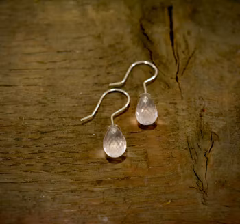 Silverörhängen med rosenkvarts