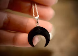 Onyx halvmåne, silver