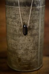 Obsidian, dubbelspets på silverkedja