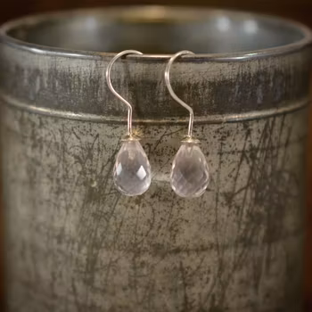 Silverörhängen med rosenkvarts