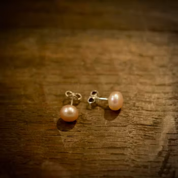 Ljusrosa pärlörhängen, silver