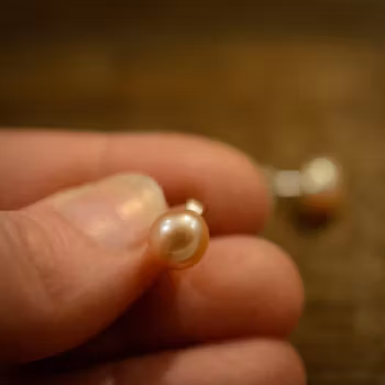 Ljusrosa pärlörhängen, silver