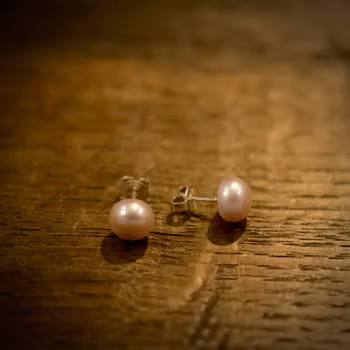 Rosa pärlörhängen, silver