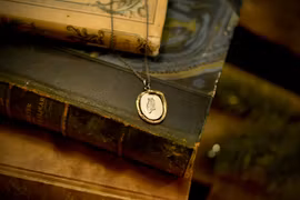 Halsband, uggla, silver/mässing