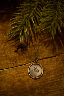 Halsband, nattfjäril, silver/mässing