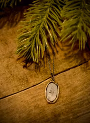 Halsband, gran, silver/mässing