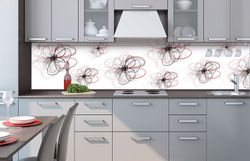 Splashback stänkskydd - RED BLACK FLOWERS