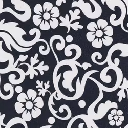 Dekorplast (metervara) - Svart med vita blommor