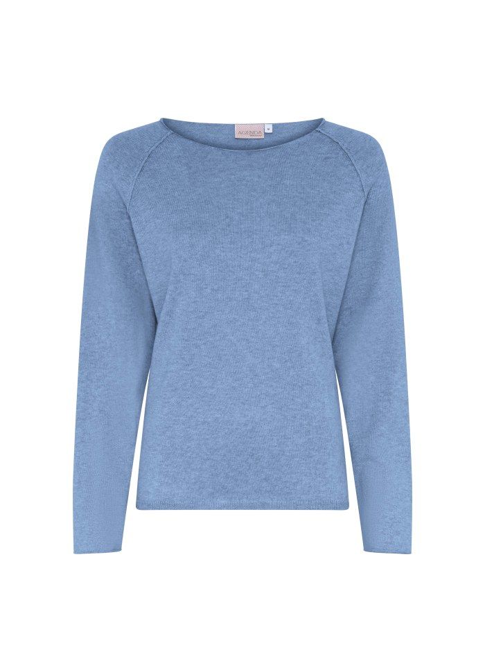Tunn stickad tröja i bomull och cashmere. rund hals och lång ärm från Agenda
