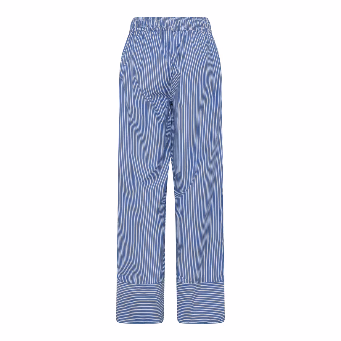 Blå och vitrandig bomullsbyxa med resår upptill och fickor i sidorna. Lite pyjamaslook. Humble by Sofie