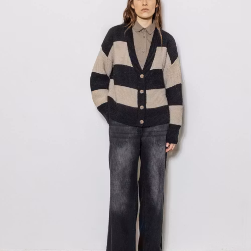 Jolie Knit Cardigan Black/Sand