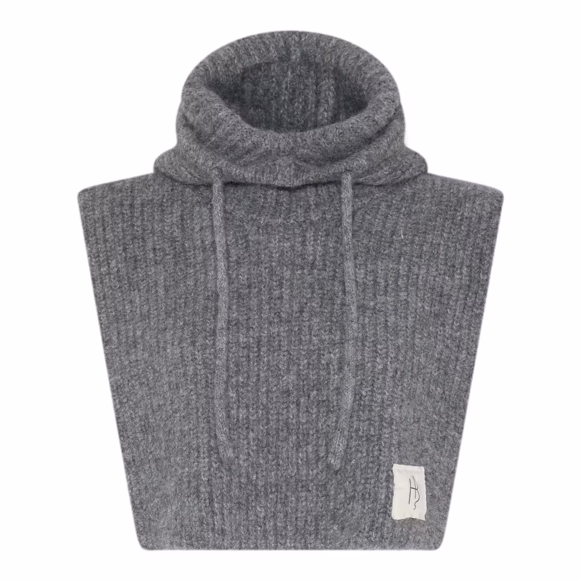 Hoodie i stickat, löspolo/huva istället för halsduk, från Humble by Sofie.
