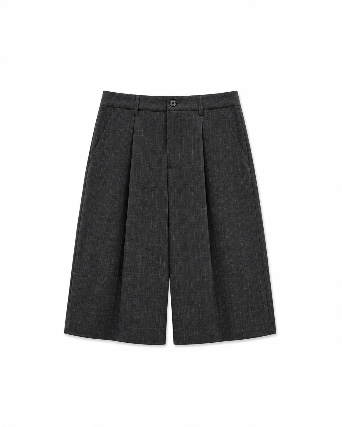 Culotte byxa i grått kostymtyg, vadlång modell på byxa, från Humble by Sofie.