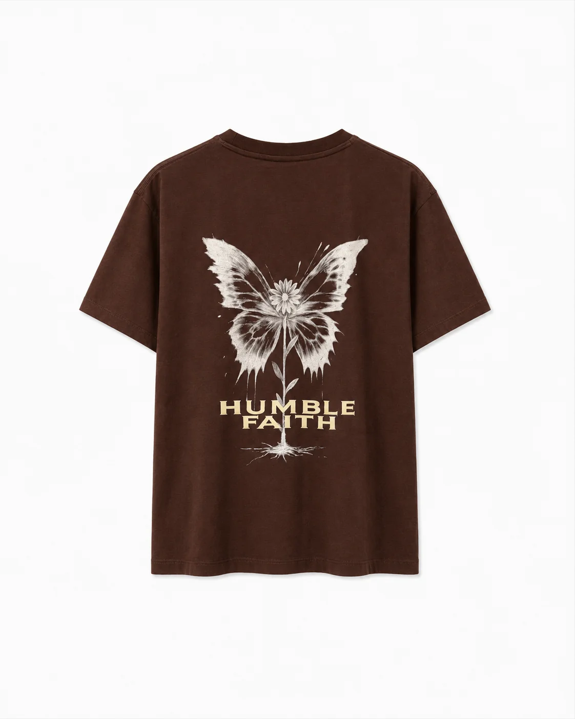 Brun t-shirt med fjäril på ryggen, av Humble by Sofie.