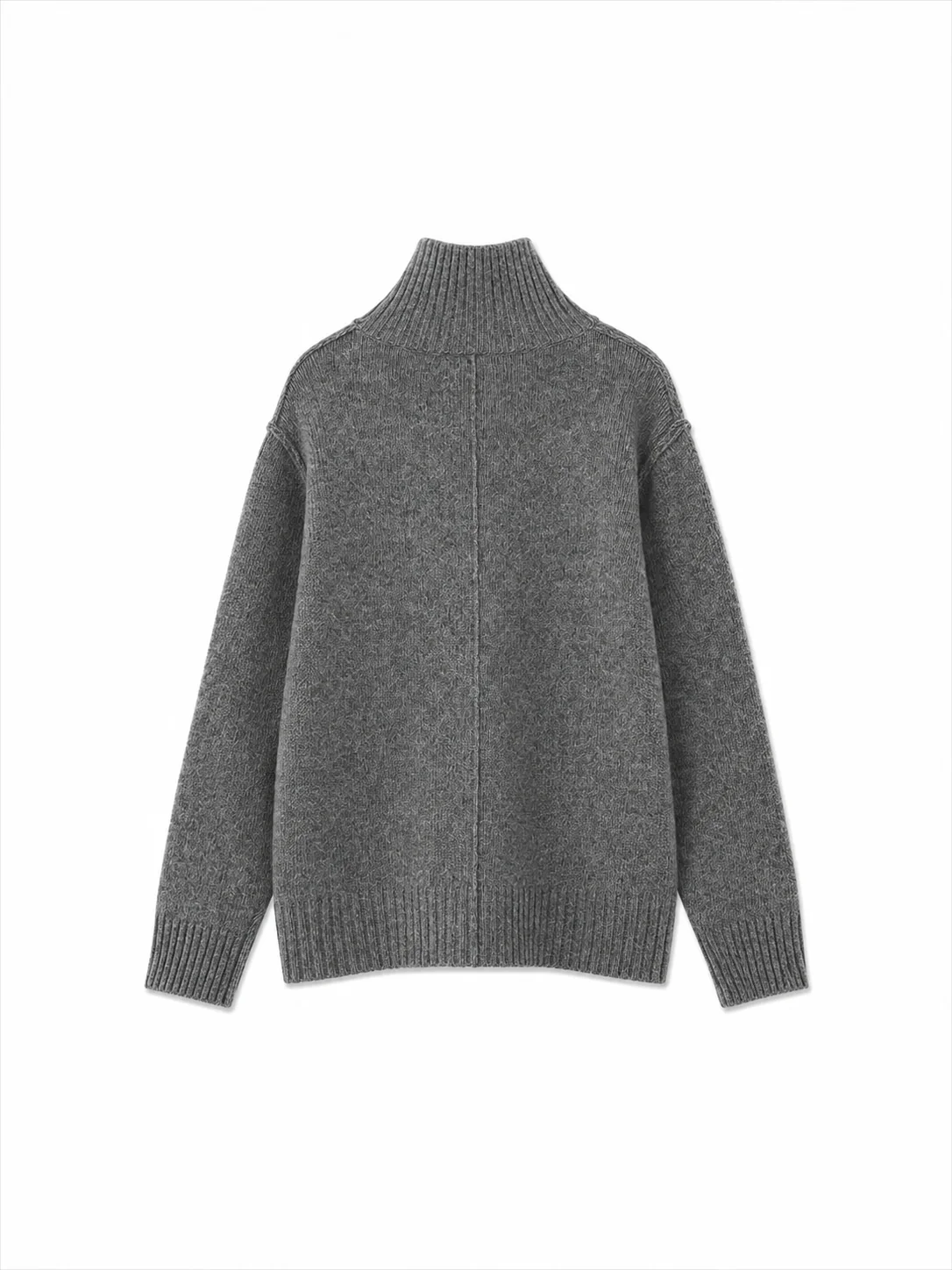 Ronja pullover, grå stickad tröja med lång ärm och skortstenskrage, från Humble by Sofie.