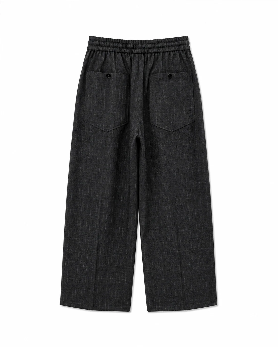 Raw pants, kostymbyxa i grått med raka ben, dragsko upptill, från Humble by Sofie.