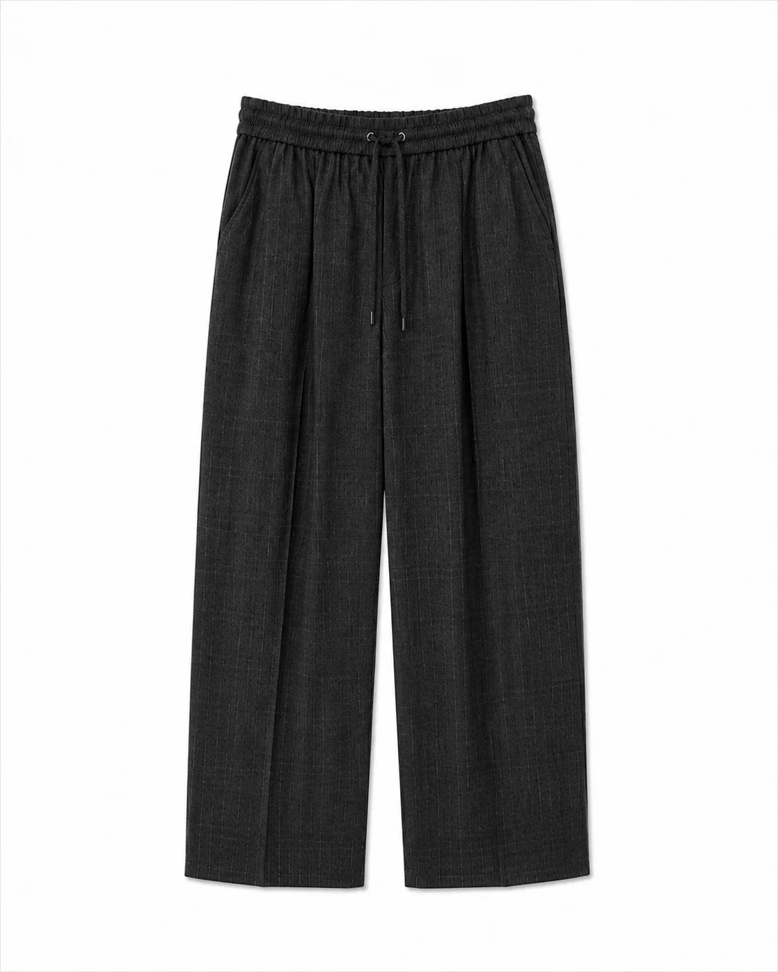 Raw pants, kostymbyxa i grått med raka ben, dragsko upptill, från Humble by Sofie.