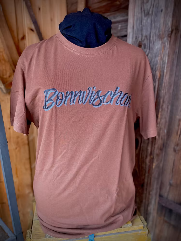 T-shirt Brun med tryck fram