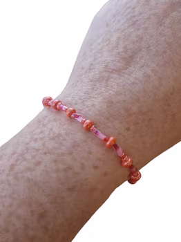 Armband, Rosa och Orange Glaspärlor!