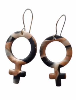 Venusörhängen Stora, Spräckliga Svart/Rosa