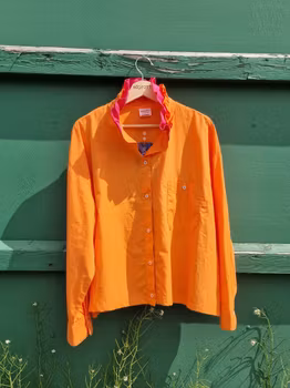 Rödtotts Skjortblus, Orange och Cerise, storlek XL.