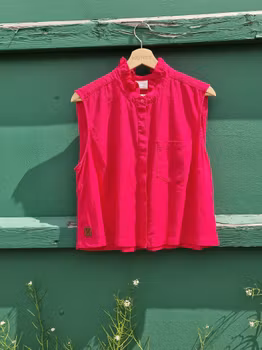 Rödtotts Skjortblus Ärmlös, Fuchsia, storlek 42.