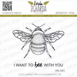 "Bee and sentiment "I want to bee with you" - Clearstamp sett 10x10cm