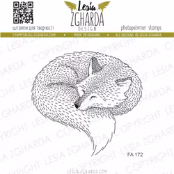 "Sleeping fox curled up in a ball" - Clearstamps 4,7x4,5cm