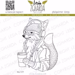 "A fox in headphones" - Clearstamp 5,4x7,3cm