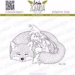 "Girl elf with a fox" - Clearstamps 7,4x5,4cm