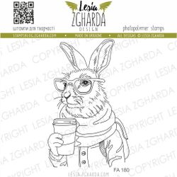 "Hare with coffee" - clearstamp 5,2x8cm
