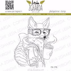 "Fox with coffee" - Clearstamp 6,4x7,7cm
