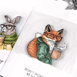 "Fox with coffee" - Clearstamp 6,4x7,7cm