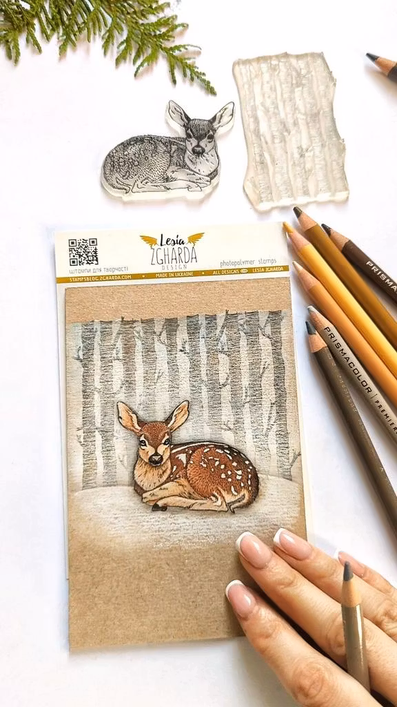 "Sitting fawn" - Clearstamp 5,8x5cm