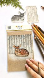 "Sitting fawn" - Clearstamp 5,8x5cm