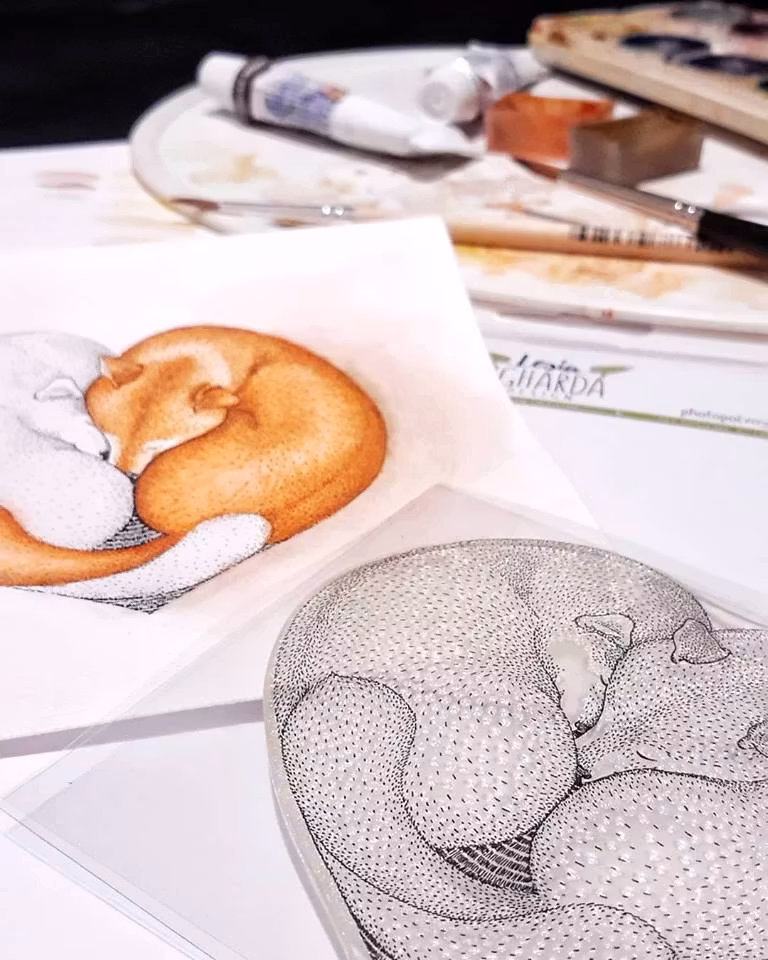 "Faithful heart | Cuddling dogs" - Clearstamp 8,2x7,3cm