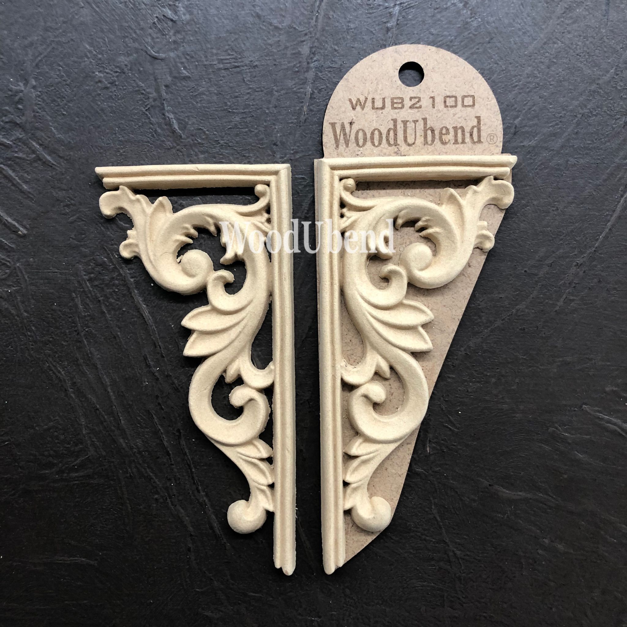 Corner Scrolls - sett med 2 deler h+v - 13.8×6.5cm - WUB2100