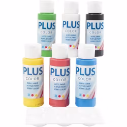 Plus Color Hobbymaling, primær farger, 6x60ml/ 1 pk.