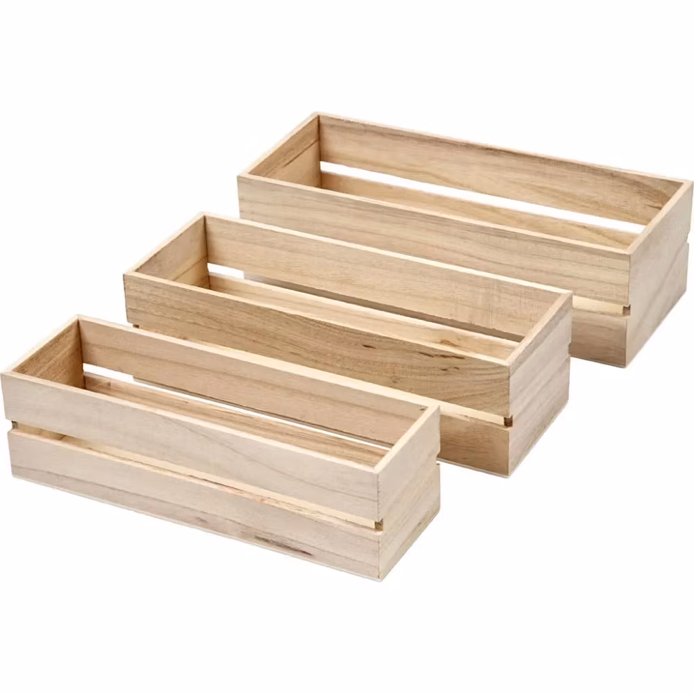 Trekasse, 6,5+7+7,5 cm, 22+23,5+25 cm, 7+8,5+10 cm, 3stk./ 1 sett