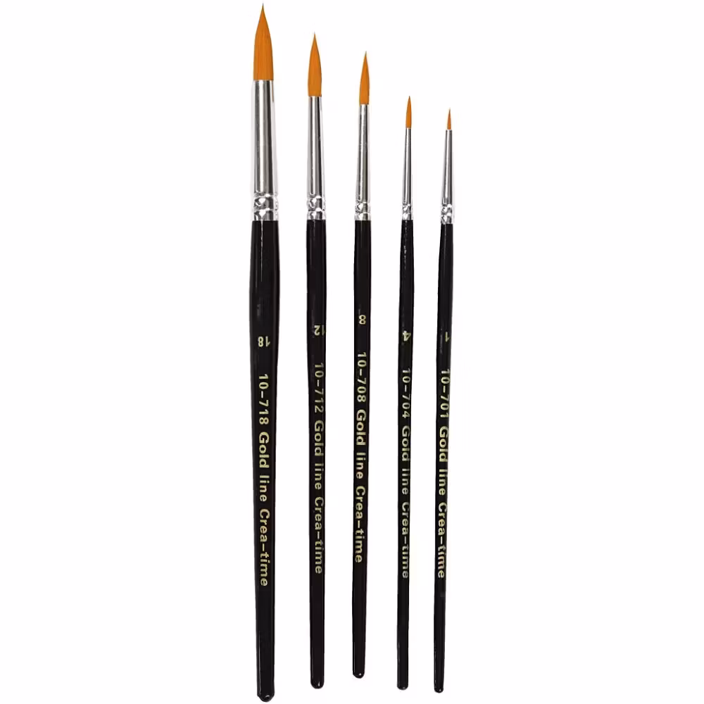Gold Line pensler, 1+4+8+12+18, L: 17-19 cm, B: 1-7 mm, rund, 5stk./ 1 pk.