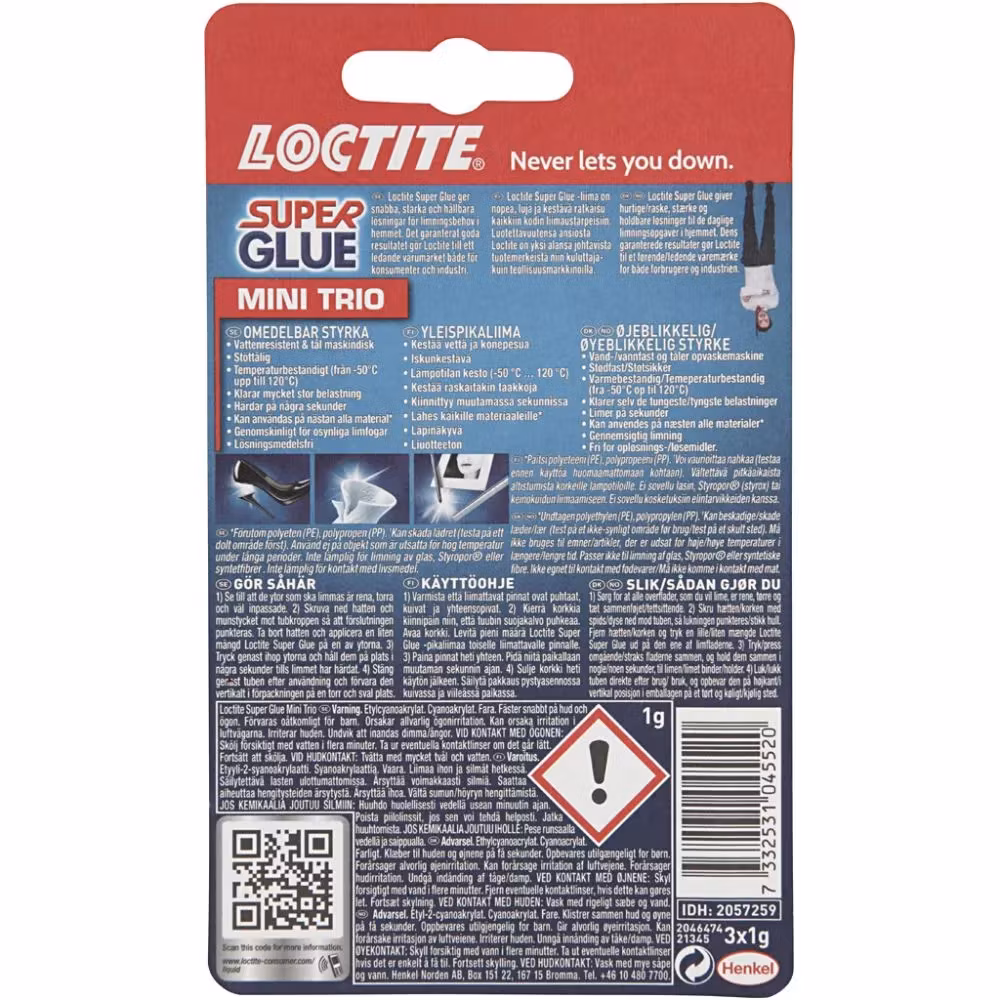 Loctite Super Glue, 3x1g/ 1 pk.