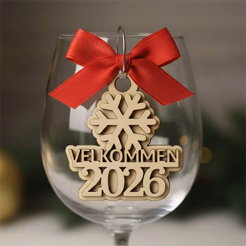 Velkommen 2026 - charm 4x4,6cm med hengehull