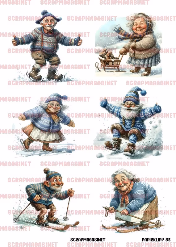 Forhåndsbestilling - Papirklipp 85 - Blå gamle vinteraktiviteter